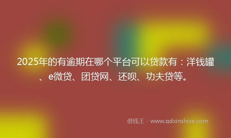 2025年的有逾期在哪个平台可以贷款有：洋钱罐、e微贷、团贷网、还呗、功夫贷等。