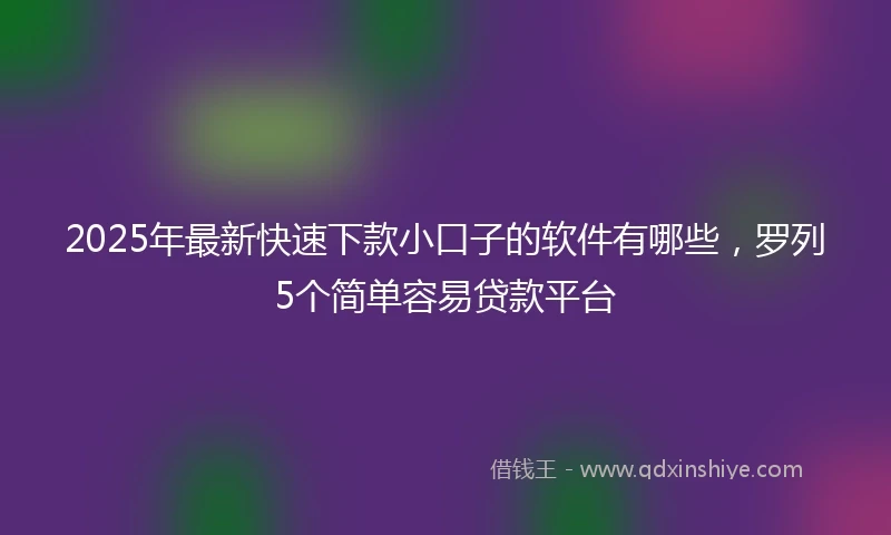 2025年最新快速下款小口子的软件有哪些，罗列5个简单容易贷款平台