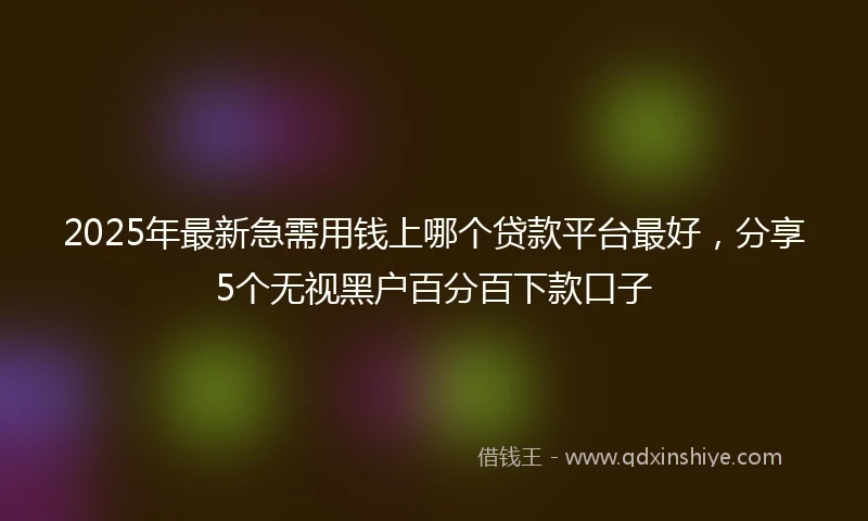 2025年最新急需用钱上哪个贷款平台最好，分享5个无视黑户百分百下款口子