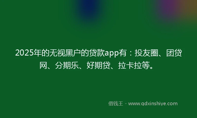 2025年的无视黑户的贷款app有：投友圈、团贷网、分期乐、好期贷、拉卡拉等。