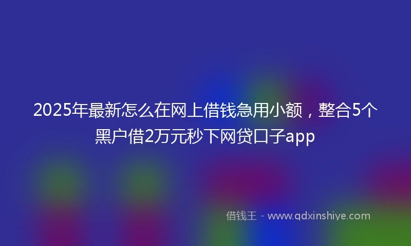 2025年最新怎么在网上借钱急用小额，整合5个黑户借2万元秒下网贷口子app