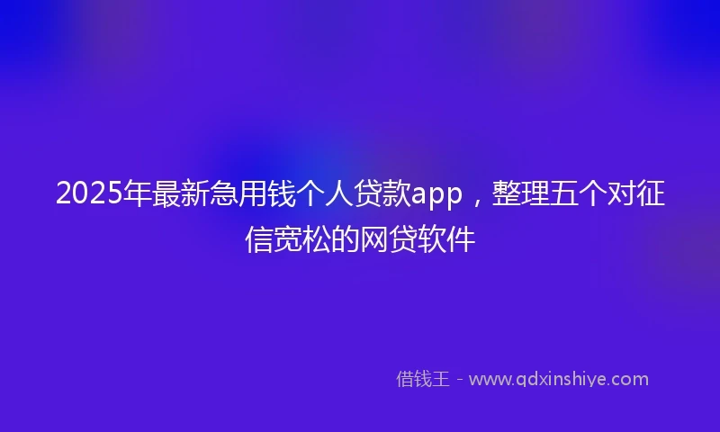 2025年最新急用钱个人贷款app，整理五个对征信宽松的网贷软件