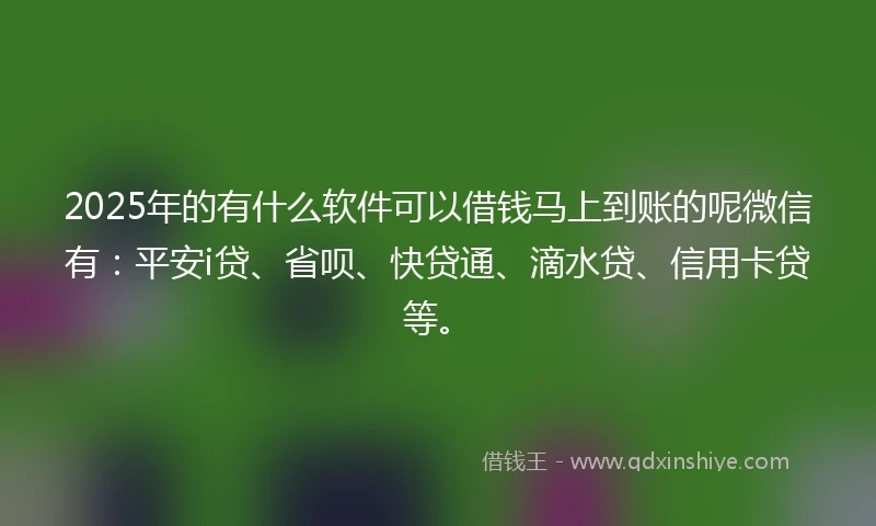 2025年的有什么软件可以借钱马上到账的呢微信有：平安i贷、省呗、快贷通、滴水贷、信用卡贷等。