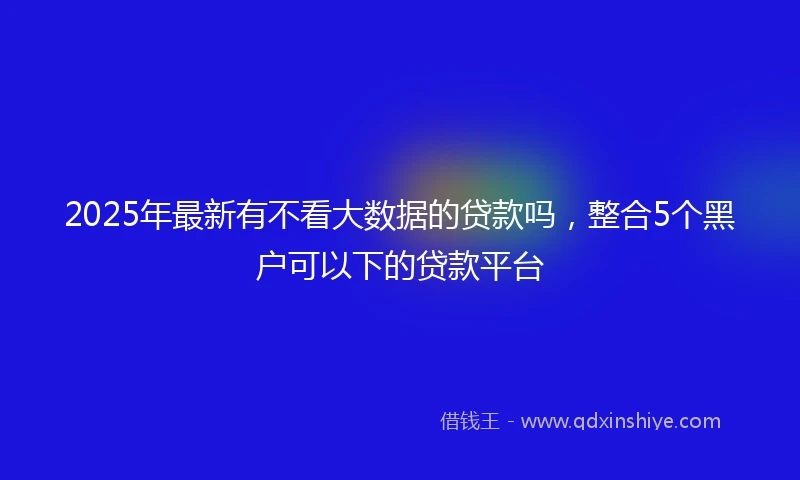 2025年最新有不看大数据的贷款吗，整合5个黑户可以下的贷款平台