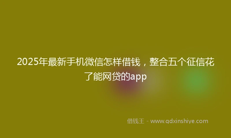 2025年最新手机微信怎样借钱，整合五个征信花了能网贷的app