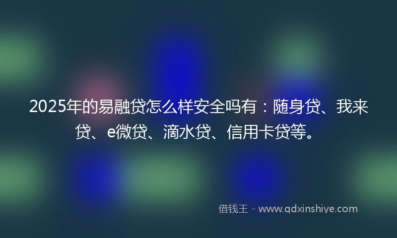 2025年的易融贷怎么样安全吗有：随身贷、我来贷、e微贷、滴水贷、信用卡贷等。