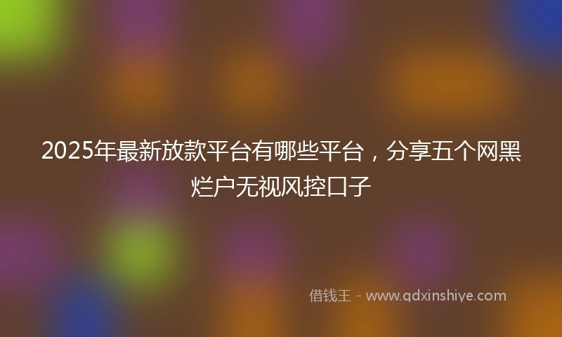 2025年最新放款平台有哪些平台，分享五个网黑烂户无视风控口子