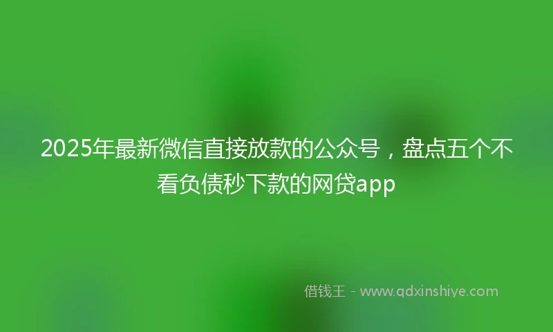 2025年最新微信直接放款的公众号，盘点五个不看负债秒下款的网贷app