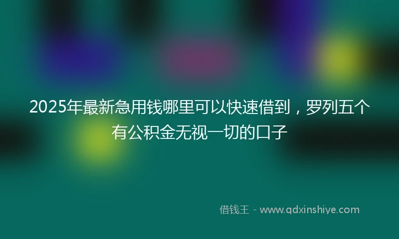 2025年最新急用钱哪里可以快速借到，罗列五个有公积金无视一切的口子