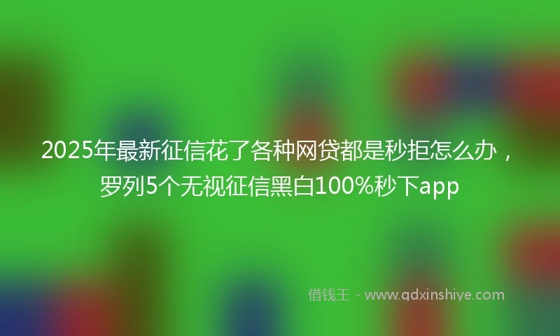 2025年最新征信花了各种网贷都是秒拒怎么办，罗列5个无视征信黑白100%秒下app