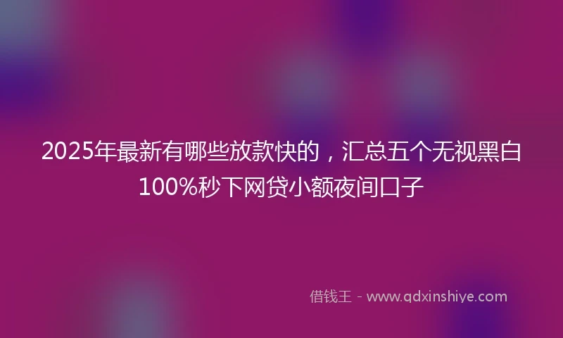 2025年最新有哪些放款快的，汇总五个无视黑白100%秒下网贷小额夜间口子