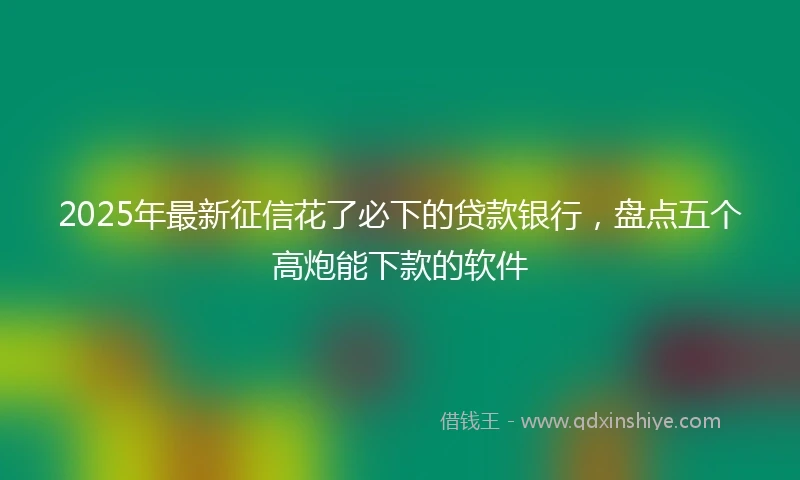 2025年最新征信花了必下的贷款银行，盘点五个高炮能下款的软件