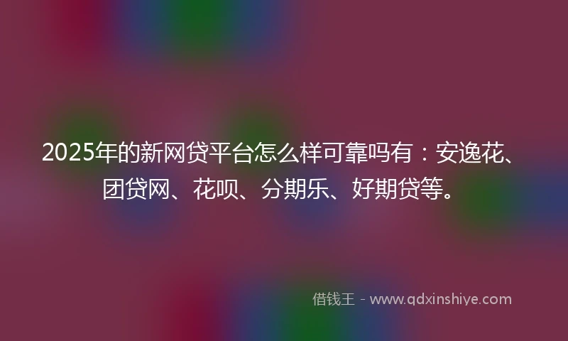2025年的新网贷平台怎么样可靠吗有：安逸花、团贷网、花呗、分期乐、好期贷等。