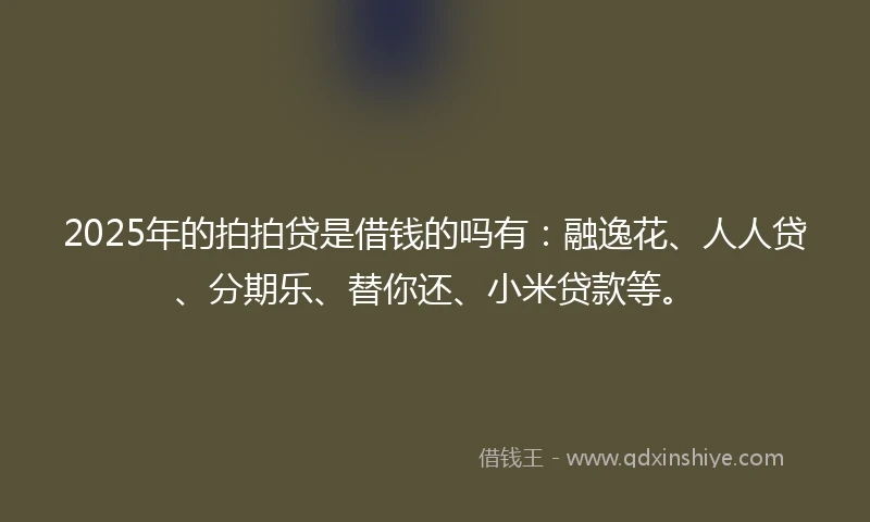 2025年的拍拍贷是借钱的吗有：融逸花、人人贷、分期乐、替你还、小米贷款等。