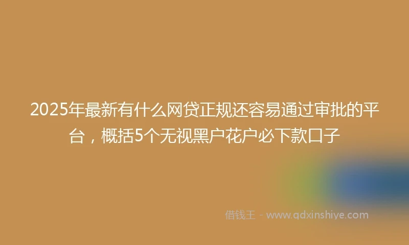 2025年最新有什么网贷正规还容易通过审批的平台，概括5个无视黑户花户必下款口子