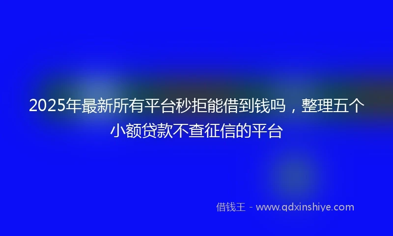 2025年最新所有平台秒拒能借到钱吗，整理五个小额贷款不查征信的平台