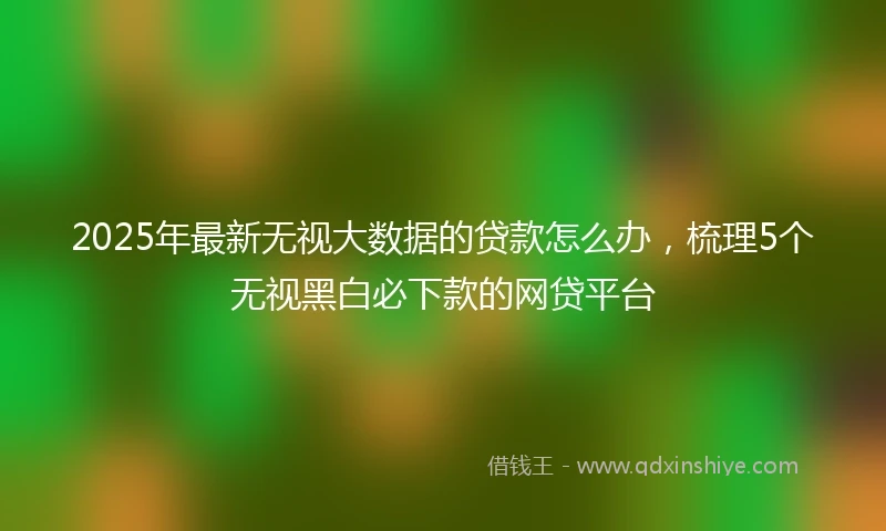 2025年最新无视大数据的贷款怎么办，梳理5个无视黑白必下款的网贷平台