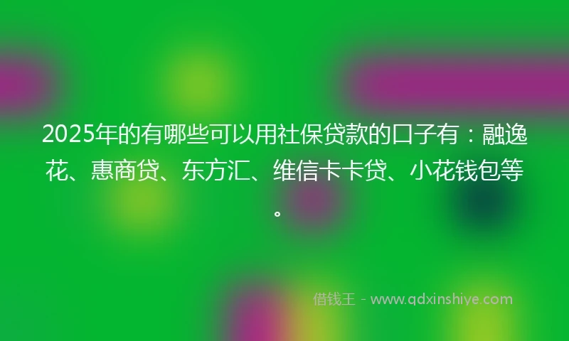 2025年的有哪些可以用社保贷款的口子有：融逸花、惠商贷、东方汇、维信卡卡贷、小花钱包等。