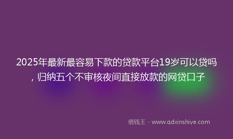 2025年最新最容易下款的贷款平台19岁可以贷吗，归纳五个不审核夜间直接放款的网贷口子