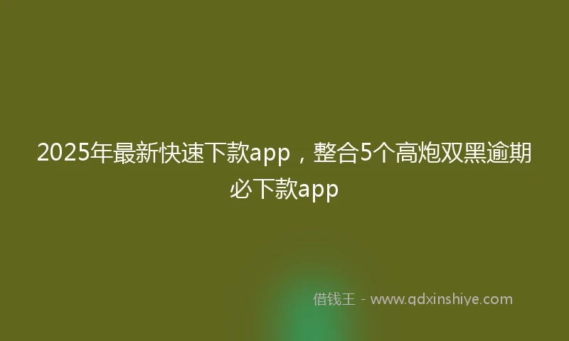 2025年最新快速下款app，整合5个高炮双黑逾期必下款app