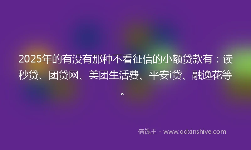 2025年的有没有那种不看征信的小额贷款有：读秒贷、团贷网、美团生活费、平安i贷、融逸花等。