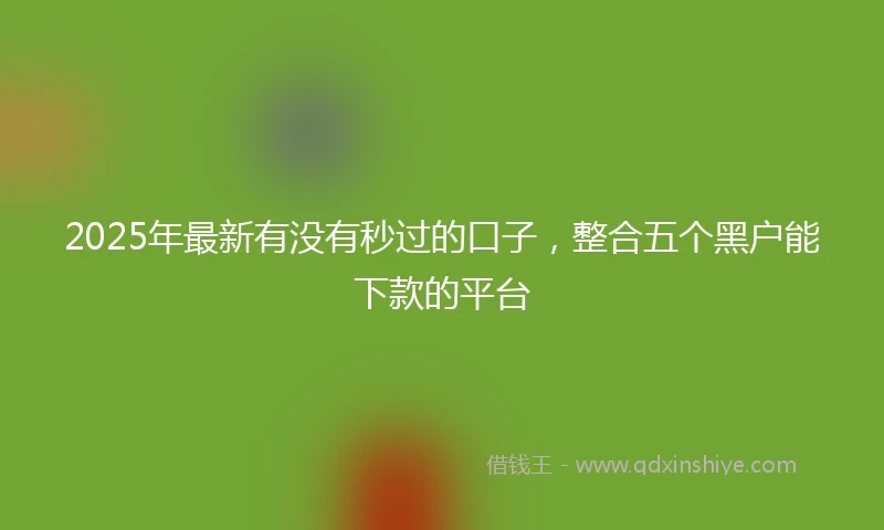 2025年最新有没有秒过的口子，整合五个黑户能下款的平台