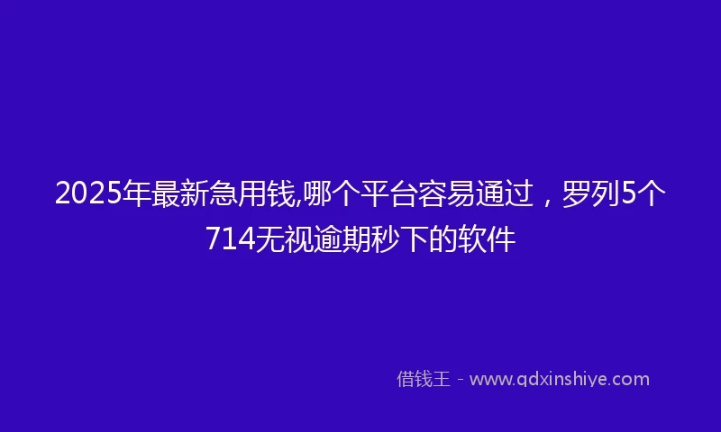2025年最新急用钱,哪个平台容易通过，罗列5个714无视逾期秒下的软件