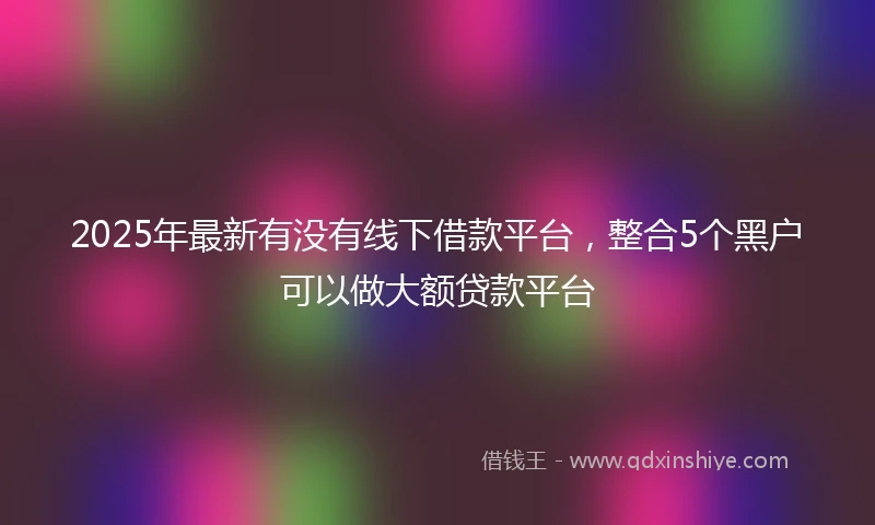 2025年最新有没有线下借款平台，整合5个黑户可以做大额贷款平台