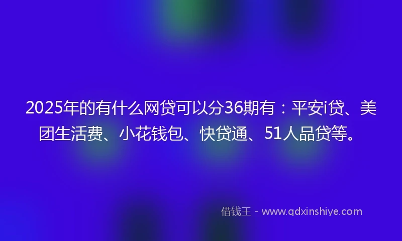 2025年的有什么网贷可以分36期有：平安i贷、美团生活费、小花钱包、快贷通、51人品贷等。