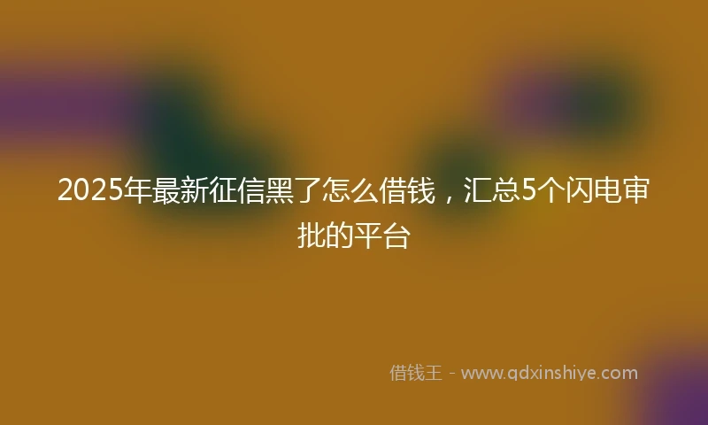 2025年最新征信黑了怎么借钱，汇总5个闪电审批的平台