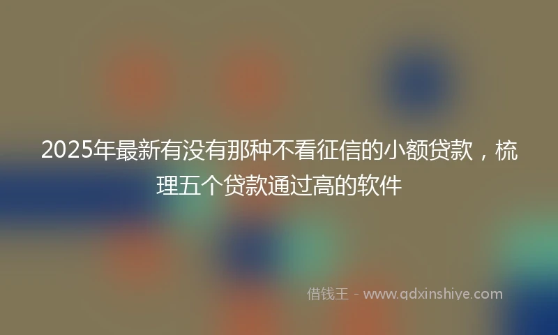 2025年最新有没有那种不看征信的小额贷款，梳理五个贷款通过高的软件