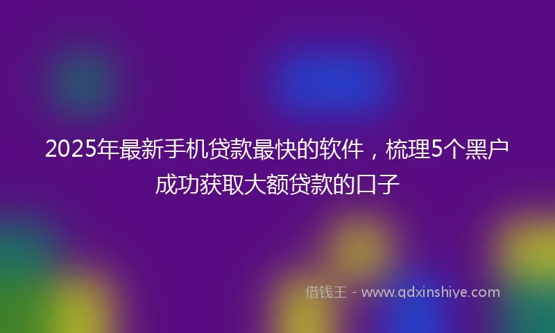 2025年最新手机贷款最快的软件，梳理5个黑户成功获取大额贷款的口子