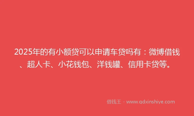2025年的有小额贷可以申请车贷吗有：微博借钱、超人卡、小花钱包、洋钱罐、信用卡贷等。