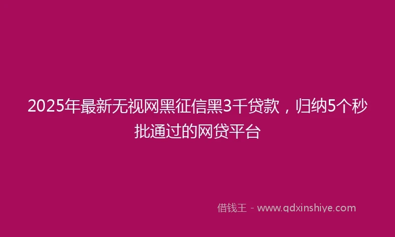 2025年最新无视网黑征信黑3千贷款，归纳5个秒批通过的网贷平台