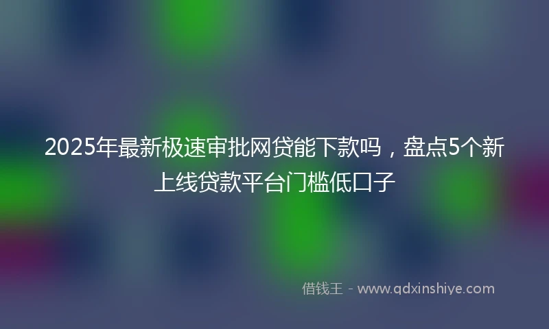 2025年最新极速审批网贷能下款吗，盘点5个新上线贷款平台门槛低口子