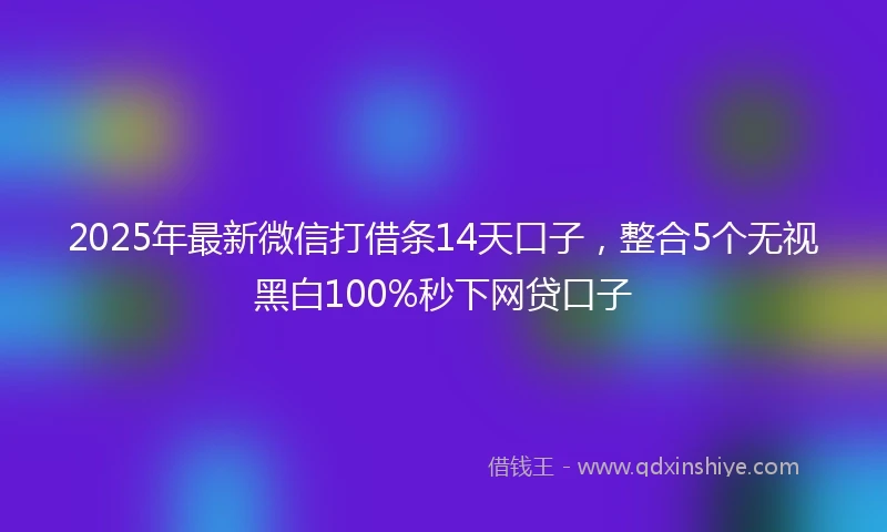 2025年最新微信打借条14天口子，整合5个无视黑白100%秒下网贷口子