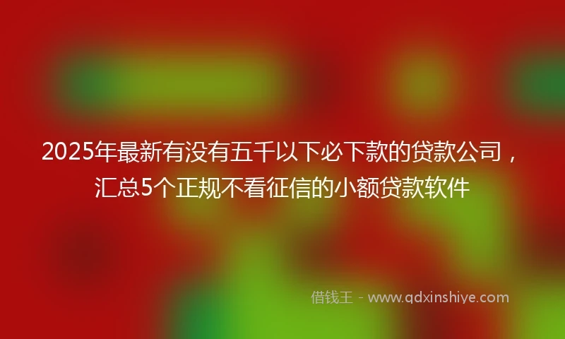 2025年最新有没有五千以下必下款的贷款公司，汇总5个正规不看征信的小额贷款软件
