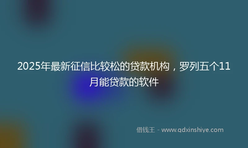 2025年最新征信比较松的贷款机构，罗列五个11月能贷款的软件