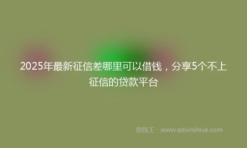 2025年最新征信差哪里可以借钱，分享5个不上征信的贷款平台