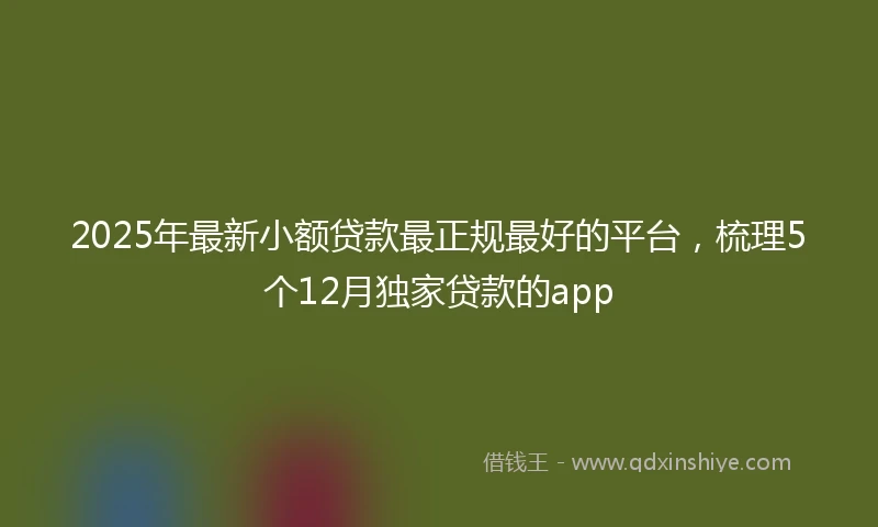 2025年最新小额贷款最正规最好的平台，梳理5个12月独家贷款的app