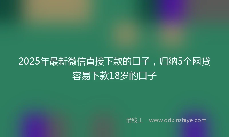 2025年最新微信直接下款的口子，归纳5个网贷容易下款18岁的口子