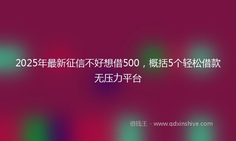 2025年最新征信不好想借500，概括5个轻松借款无压力平台