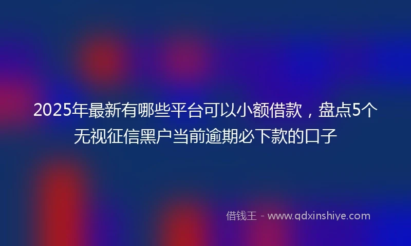 2025年最新有哪些平台可以小额借款，盘点5个无视征信黑户当前逾期必下款的口子