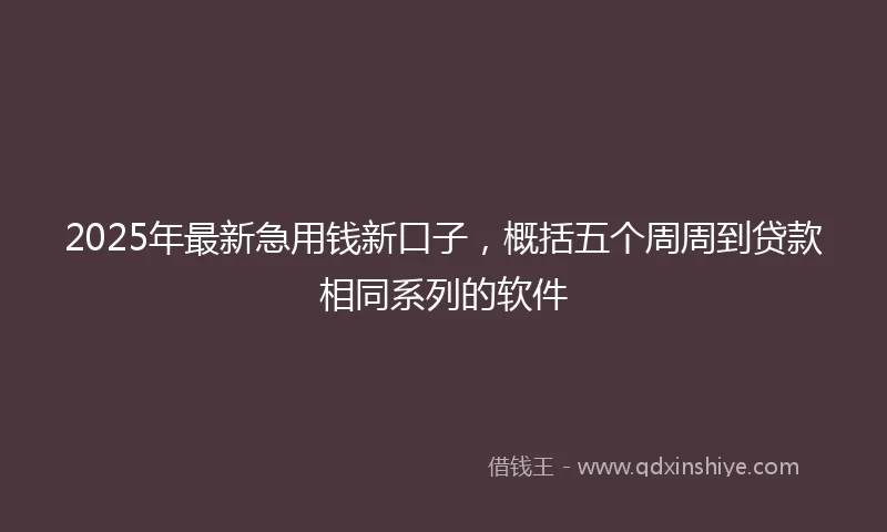 2025年最新急用钱新口子，概括五个周周到贷款相同系列的软件