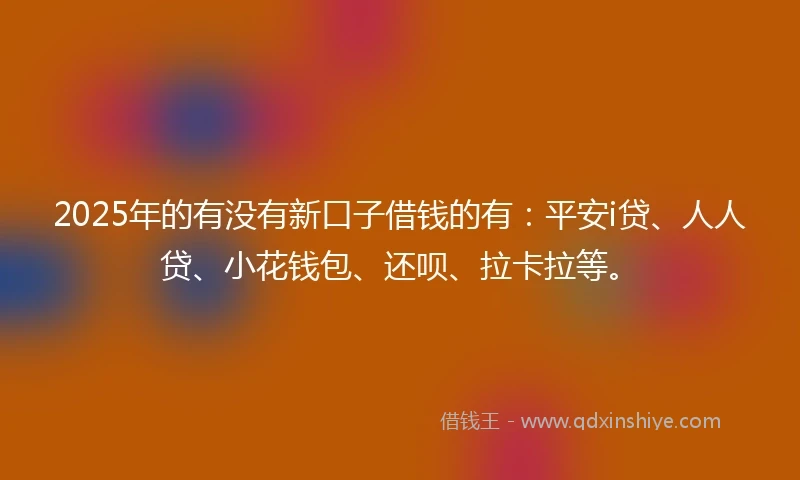 2025年的有没有新口子借钱的有：平安i贷、人人贷、小花钱包、还呗、拉卡拉等。