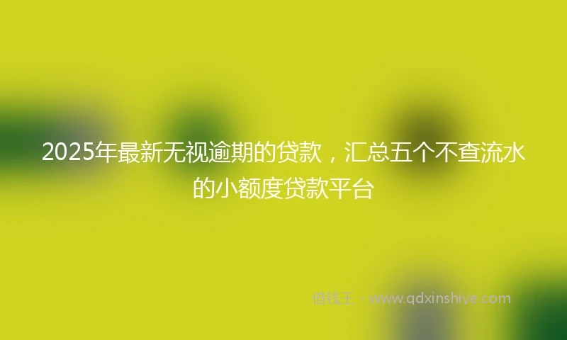 2025年最新无视逾期的贷款，汇总五个不查流水的小额度贷款平台