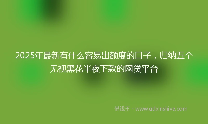 2025年最新有什么容易出额度的口子，归纳五个无视黑花半夜下款的网贷平台