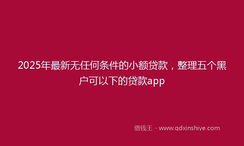 2025年最新无任何条件的小额贷款，整理五个黑户可以下的贷款app