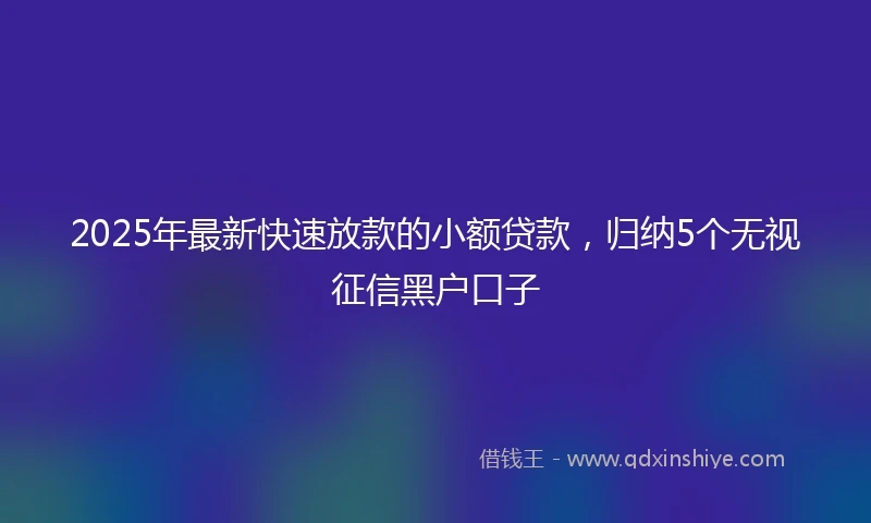 2025年最新快速放款的小额贷款，归纳5个无视征信黑户口子