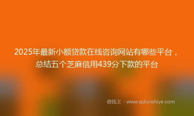 2025年最新小额贷款在线咨询网站有哪些平台，总结五个芝麻信用439分下款的平台